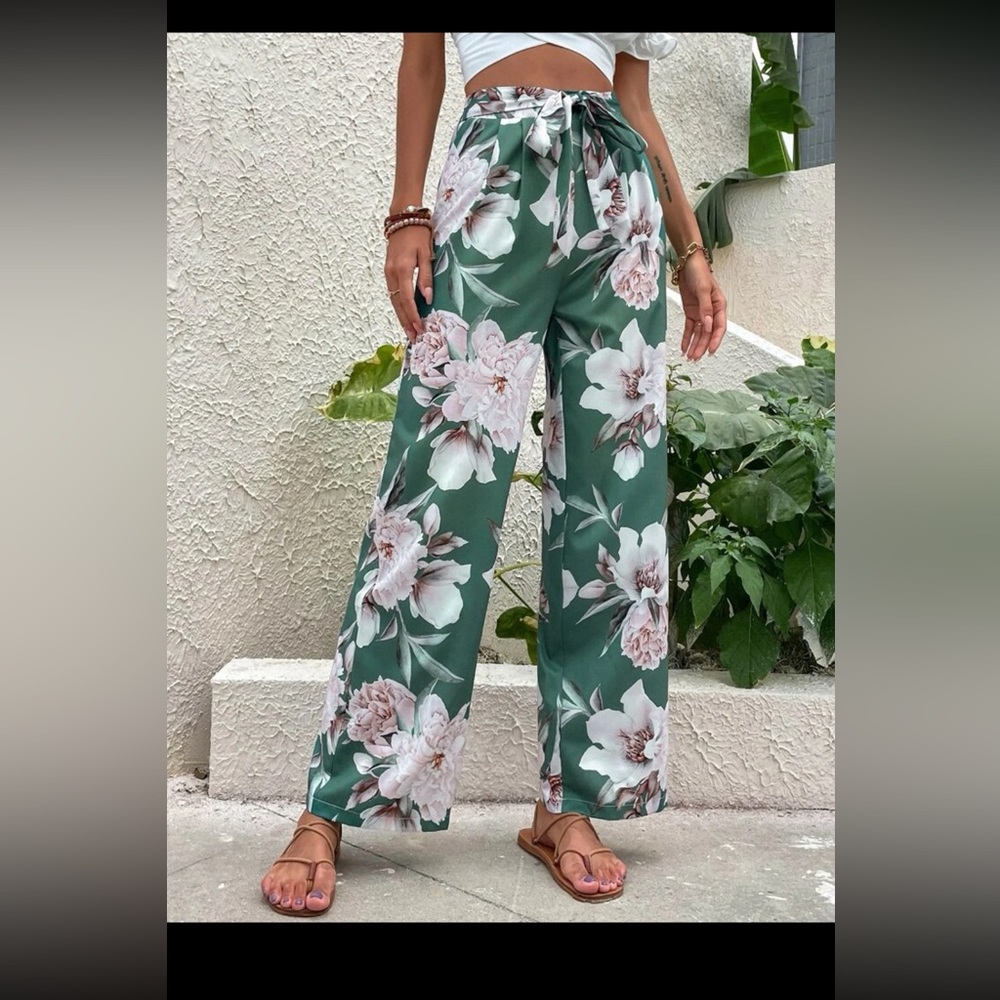 Shein, wide leg, floral pants